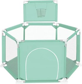 Tarc de joaca pentru copii cu cos de baschet si 50 bile, NBW, interior-exterior, 113x128 cm, Mint