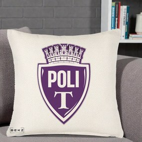 Perna Personalizata Poli Timisoara Fotbal, 40x40 cm, Crem Reliefat, Husa Detasabila, Perna Inclusa, BEKZ®