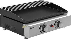 Outsunny Grătar pe gaz 5 kW Tragabil Grătar de masă cu 2 arzătoare, strat ceramic, grilaj, grilaj de menținere la cald | Aosom Romania