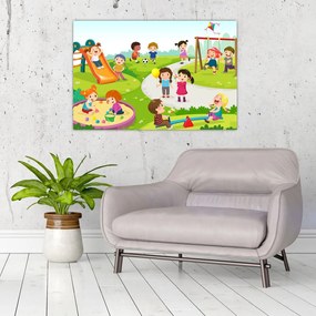 Tablou cu bucuriile copiilor în nisip (90x60 cm)