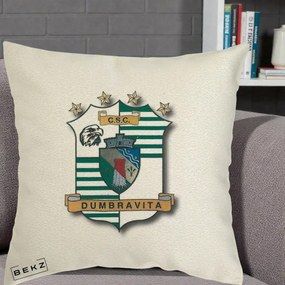 Perna Personalizata CSC Dumbravita Fotbal, 40x40 cm, Ecru, Husa Detasabila, Perna Inclusa, BEKZ®