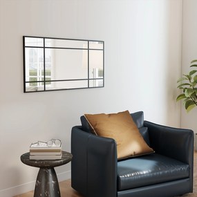 HOMCOM Oglindă de Perete Stil Fereastră Montaj Vertical Orizontal 110x50cm Negru | Aosom Romania