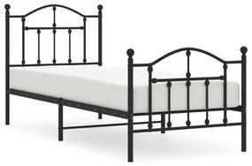 353448 vidaXL Cadru pat metalic cu tăblii de cap/picioare, negru, 80x200 cm