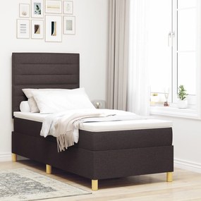 vidaXL Pat Box Spring cu Saltea Maro închis 90x200 cm Țesătură