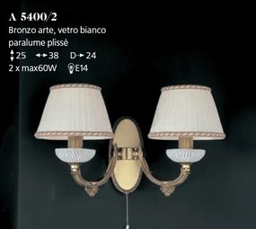 Aplica de perete din alama 2 brate design italian 5400