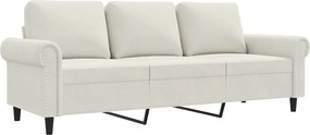 vidaXL Canapea cu 3 locuri, crem, 180 cm, catifea