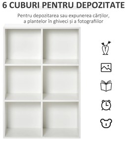 HOMCOM Mobile Libreria a 6 Cubi Moderno a Parete in Legno Bianco | Aosom Romania