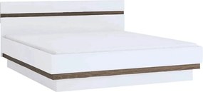 Cadru pat LYNATET TYP 91, 140x200, alb lucios/stejar inchis, PAL lamin