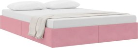 vidaXL Pat cu storage cu headboard Roz 140 x 200 cm Catifea