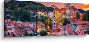 Tablou - Český Krumlov (cu ceas) (90x30 cm)