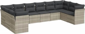 vidaXL Set canapele de grădină cu perne 10 piese gri deschis poliratan