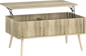 HOMCOM Masă de cafea rabatabilă, masă de salon cu 2 compartimente ascunse și picioare din pin, 91 x 56 x 43 cm, stejar | Aosom Romania