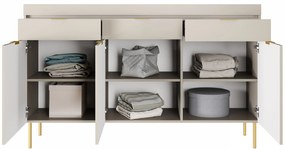 Comodă cu trei uși și trei sertare Sentia 157 - cașmir / auriu