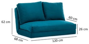 Canapea în culoarea petrolului extensibilă 120 cm Taida – Balcab Home