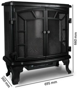 Deuba Semineu electric cu doua usi cu ventilator si foc NEGRU