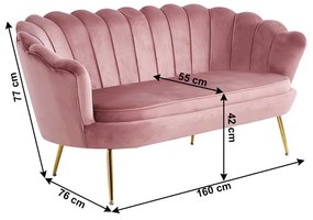 Canapea de lux, 2,5 locuri, roz / auriu, Art-deco, NOBLIN