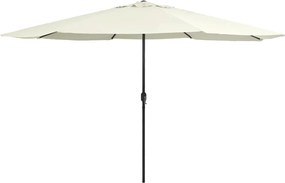 vidaXL Umbrelă de soare de grădină, stâlp metalic, alb nisipiu 390 cm