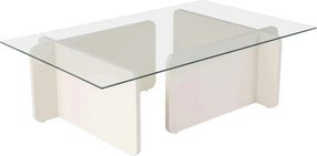 Masuta cafea FLAVIO, alb/transparent, PAL/sticla, 105x65x30 cm