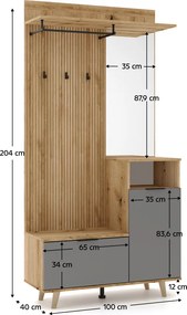 Set pentru hol, stejar evoke/grafit, NODRI