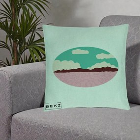 Perna Decorativa Peisaj Desert Oval Pastel, 40x40 cm, Verde Menta, Husa Detasabila, Perna Inclusa, BEKZ®