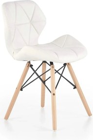 Scaune living K281, alb/stejar, piele ecologica/lemn, 48X51X74 CM