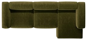 Colțar verde cu tapițerie din catifea reiată (cu colț pe partea dreaptă/cu șezlong) Bergamo – Cosmopolitan Design