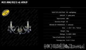 Aplica cristal Bohemia cu 2 brate, N21 006/02/1-A