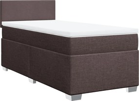 vidaXL Pat box spring cu saltea, maro închis, 90x190 cm, textil
