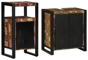 vidaXL Set de mobilier pentru baie 2 pcs Maro Lemn masiv reciclat