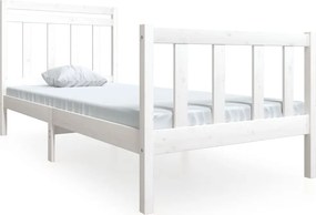 vidaXL Cadru de pat single, alb, 90x190 cm, lemn masiv