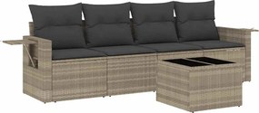 vidaXL Set canapele de grădină cu perne, 5 piese gri deschis poliratan