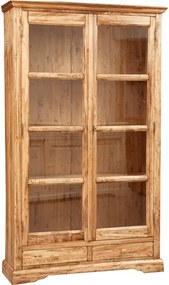 Vitrina, L109 36 H180 cm, 2 usi 2 sertare, lemn masiv