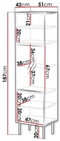 Vitrină Azanat 51 (Nuc warmia + Negru) . 1106292