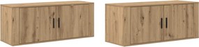vidaXL Set Dulap TV montat pe perete Pe perete 2 pcs Stejar Artizanal