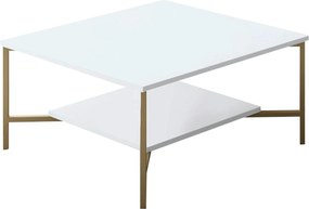 Masuta cafea Gold Line, alb/auriu, PAL, 80x80x40 cm