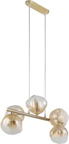 Brilagi - Lustră suspendată pe cablu VULCANO 5xG9/8W/230V auriu/bej fumuriu