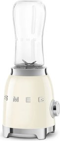 Blender Smeg PBF01CREU, 300 W, 2 x 600 ml, 20 000–24 000 rpm, Baza antiderapanta, Fara BPA, Otel inoxidabil, Crem