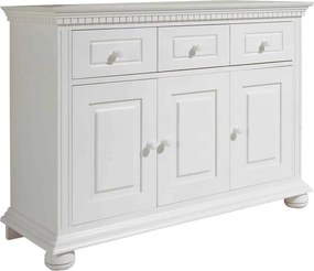 Comodă lemn masiv alb Jemy, 117 × 41 × 81 cm