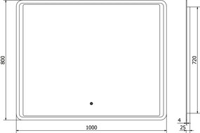 Mexen Zusa oglindă de baie iluminată 100 x 80 cm, LED 6000K, antiaburire - 9808-100-080-611-00