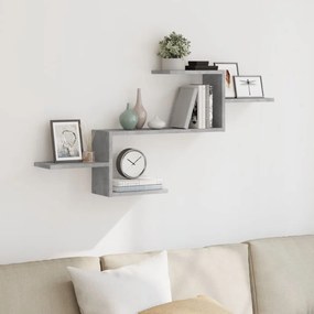 vidaXL Raft de perete, gri beton, 104x15x49 cm , lemn prelucrat