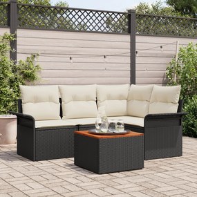vidaXL Set de canapele grădină cu perne, Negru, Poliratan, Acacia