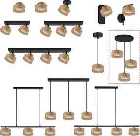 Brilagi - Lustru suspendat pe cablu AURA LUX, 3x GX53/30W/230V, negru/auriu