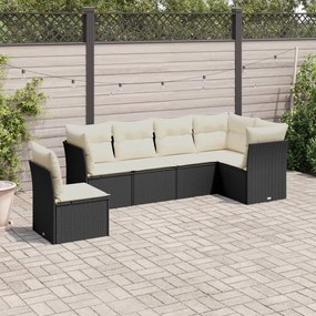 3249535 vidaXL Set mobilier de grădină cu perne, 6 piese, negru, poliratan