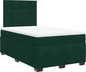 vidaXL Pat box spring cu saltea, verde închis, 120x190 cm, catifea