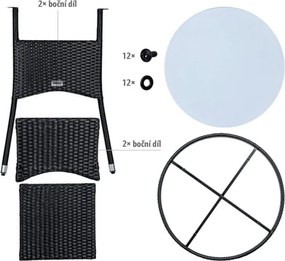 STILISTA Masă din polirattan, 80 x 80 x 75 cm, negru