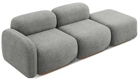 Șezlong modular gri cu tapițerie din țesătură bouclé (cu colț pe partea dreaptă) Ailani – Makamii