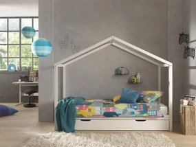 Set DALLAS în alb format dintr-un Pat copii Vipack fără gard (90 x 200 cm) și un sertar.