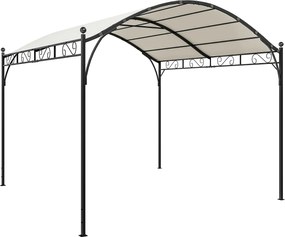 Outsunny Pergolă 3x3m cu Acoperiș Arcuit, Gazebo din Metal și Poliester 180g/m² cu Șuruburi, pentru Exterior, Terasă și Grădină, Protecție UV30+, Alb Crem | Aosom Romania