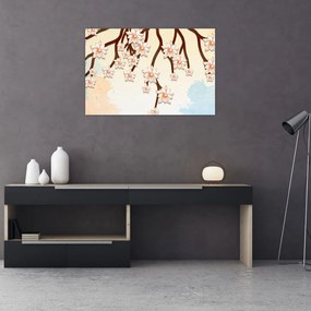 Tablou - Flori colorate pe ramuri (90x60 cm)