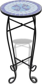 vidaXL Masă laterală cu mozaic pentru plante, albastru și alb